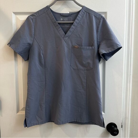 Figs Catarina One Pocket Scrub top vapor blue slim fit size M - Picture 1 of 8